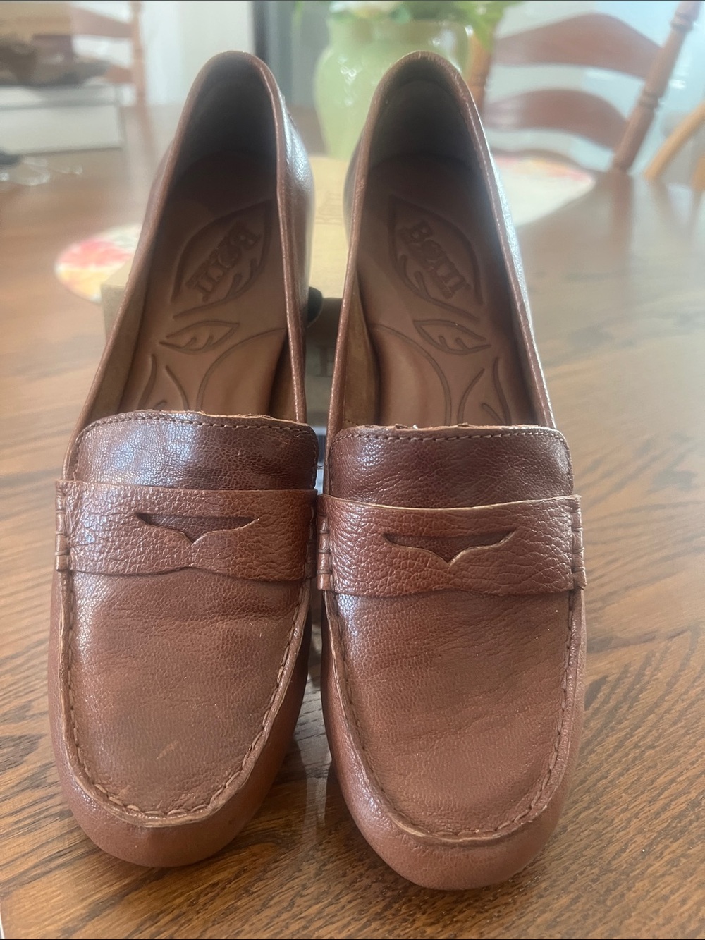 Born Brown Leather Penny Loafers